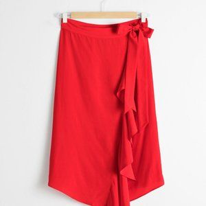 & other stories - red ruffle skirt - size 12